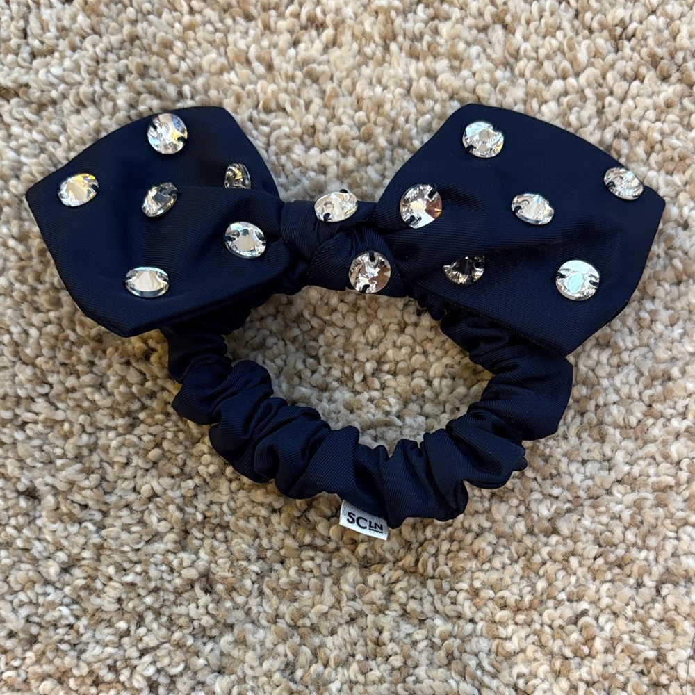Navy  Bow Hair Scrunchie SCL